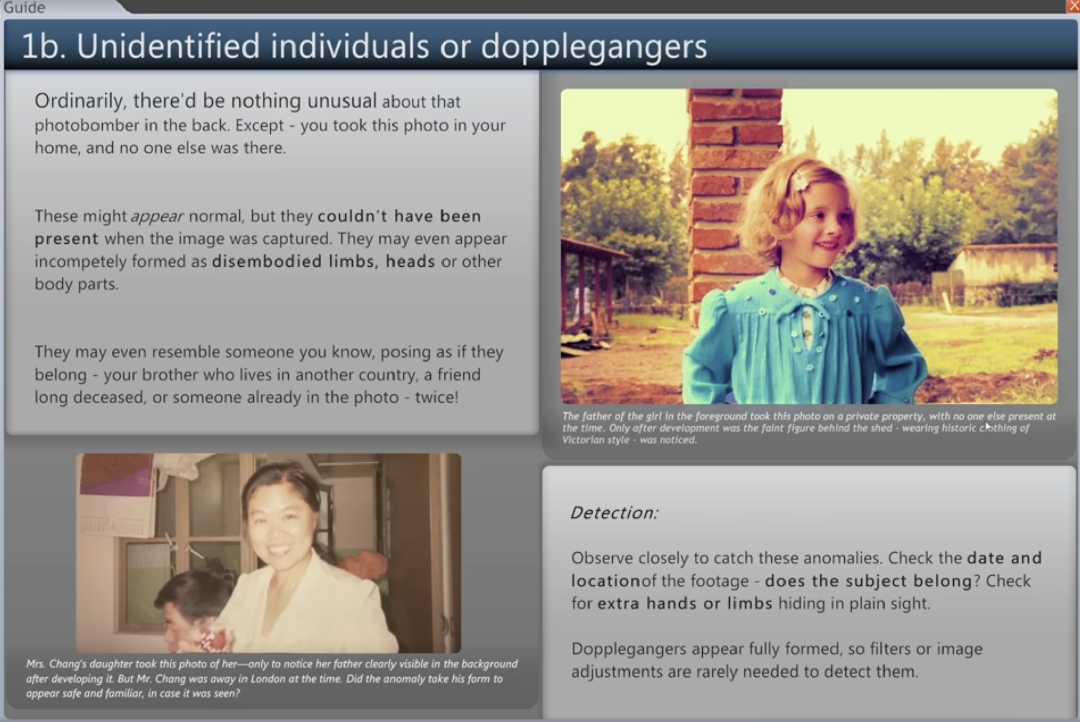 Field guide page for Unidentified Individuals.