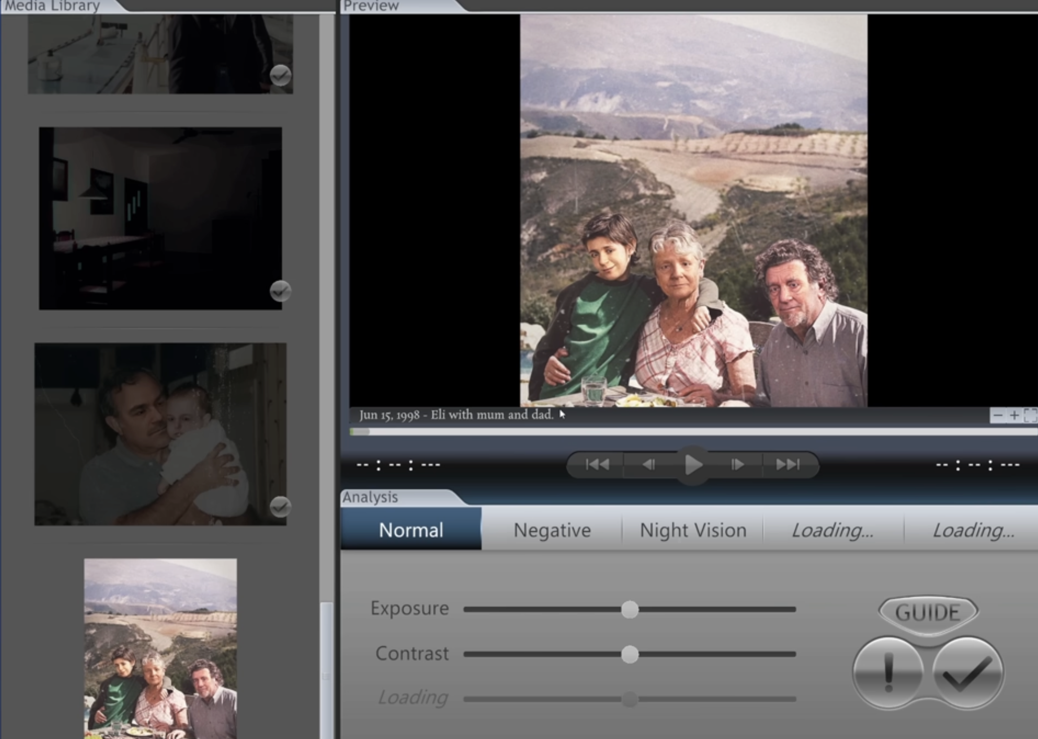 1998 outdoor family gathering with mold creeping along the edges.